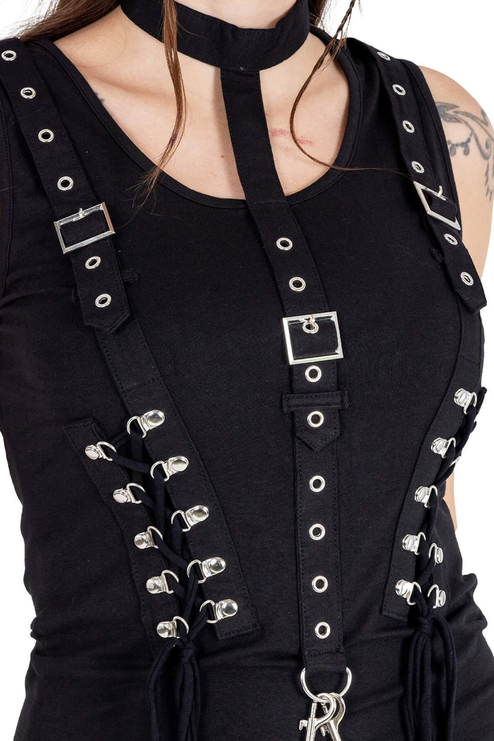 gothic dress with straps and buckles