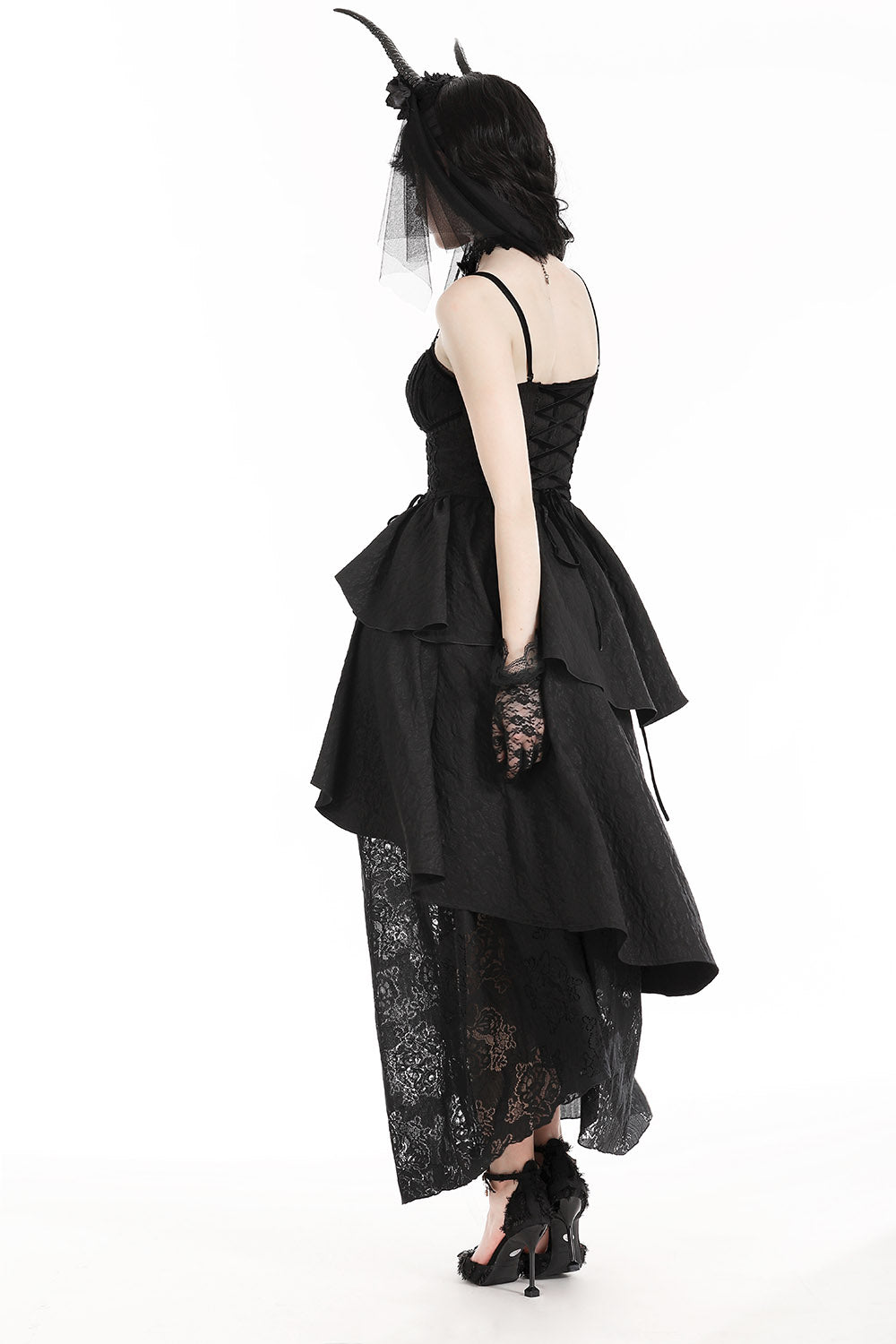 womens black bustle goth dress