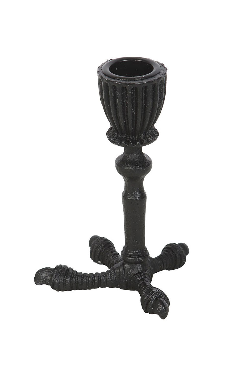 Side view of bird claw candle holder