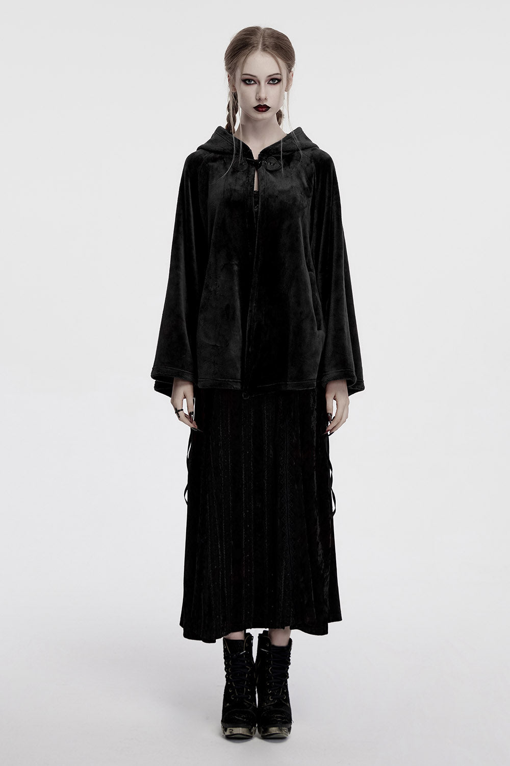 black velvet witchy occult cloak 