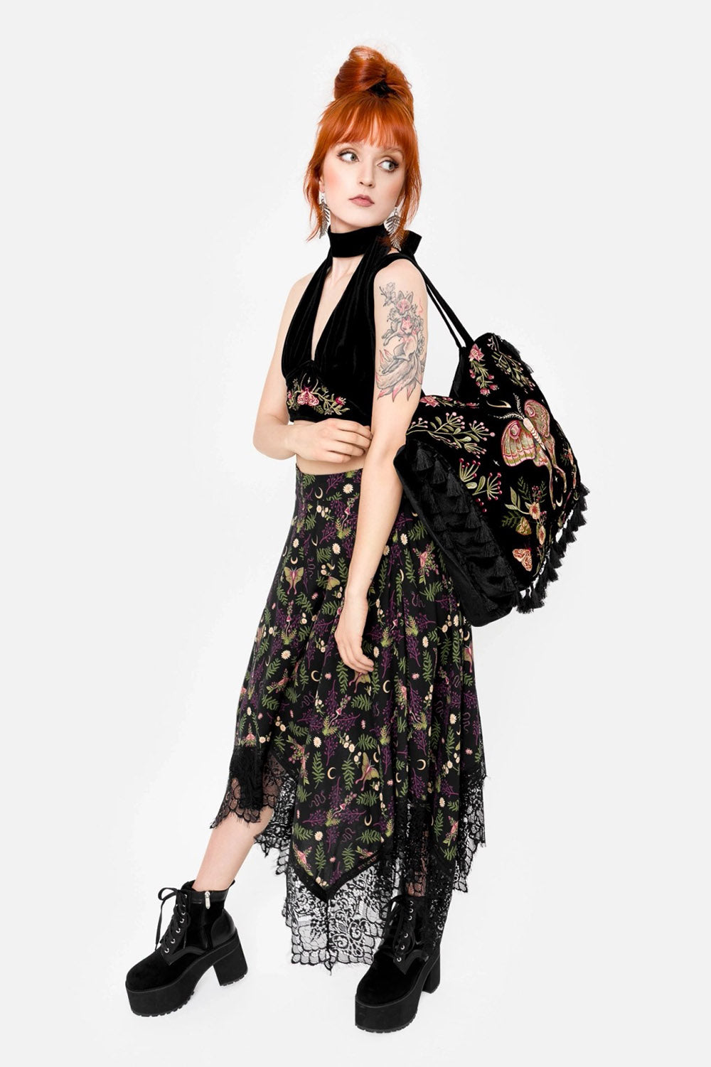 nature goth unstructured hobo bag