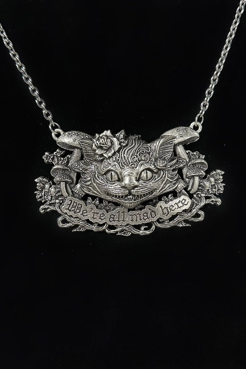 cheshire cat metal necklace