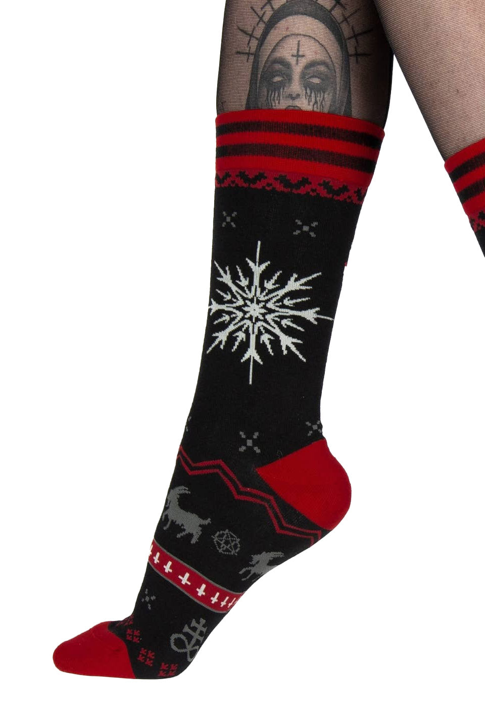 knitted cotton gothic xmas socks