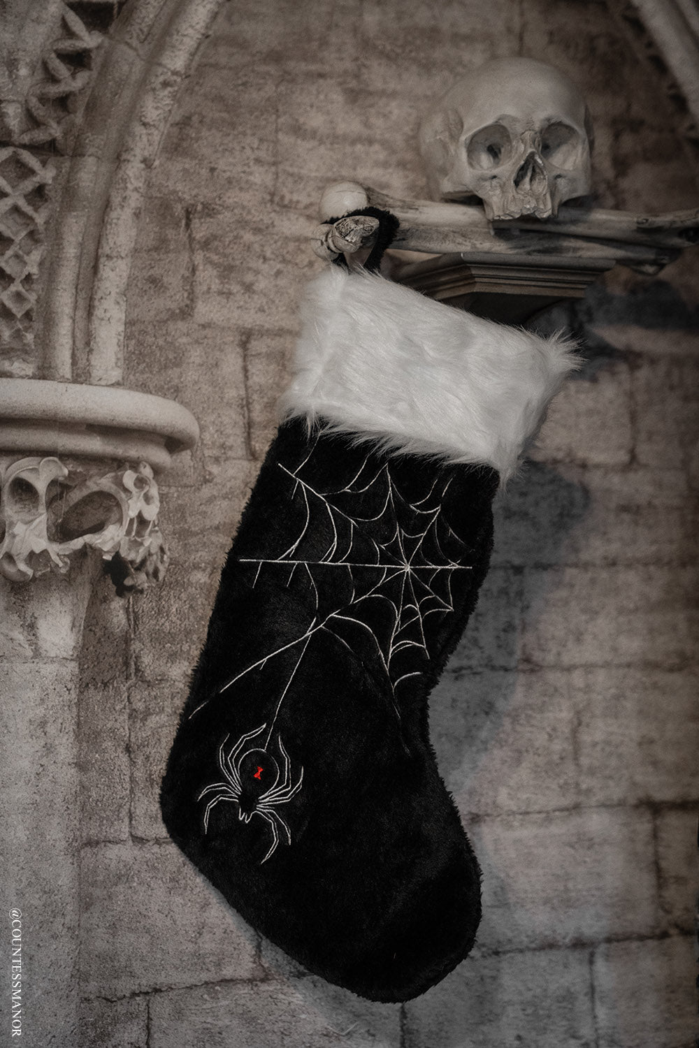 gothic black and white christmas stocking 