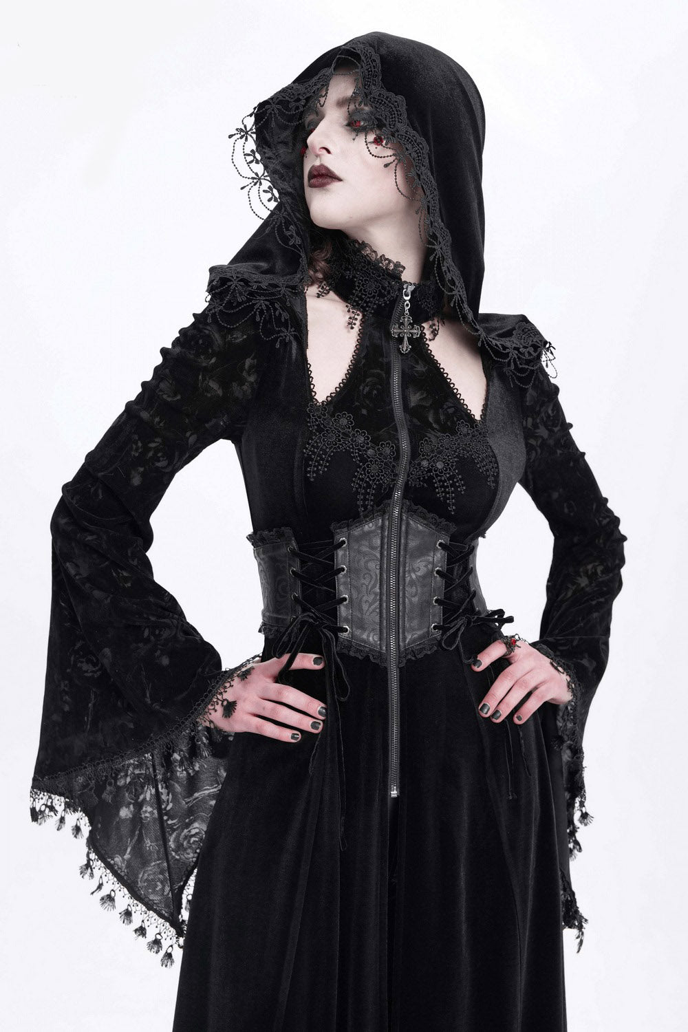 womens long velvet whimsigoth cloak 