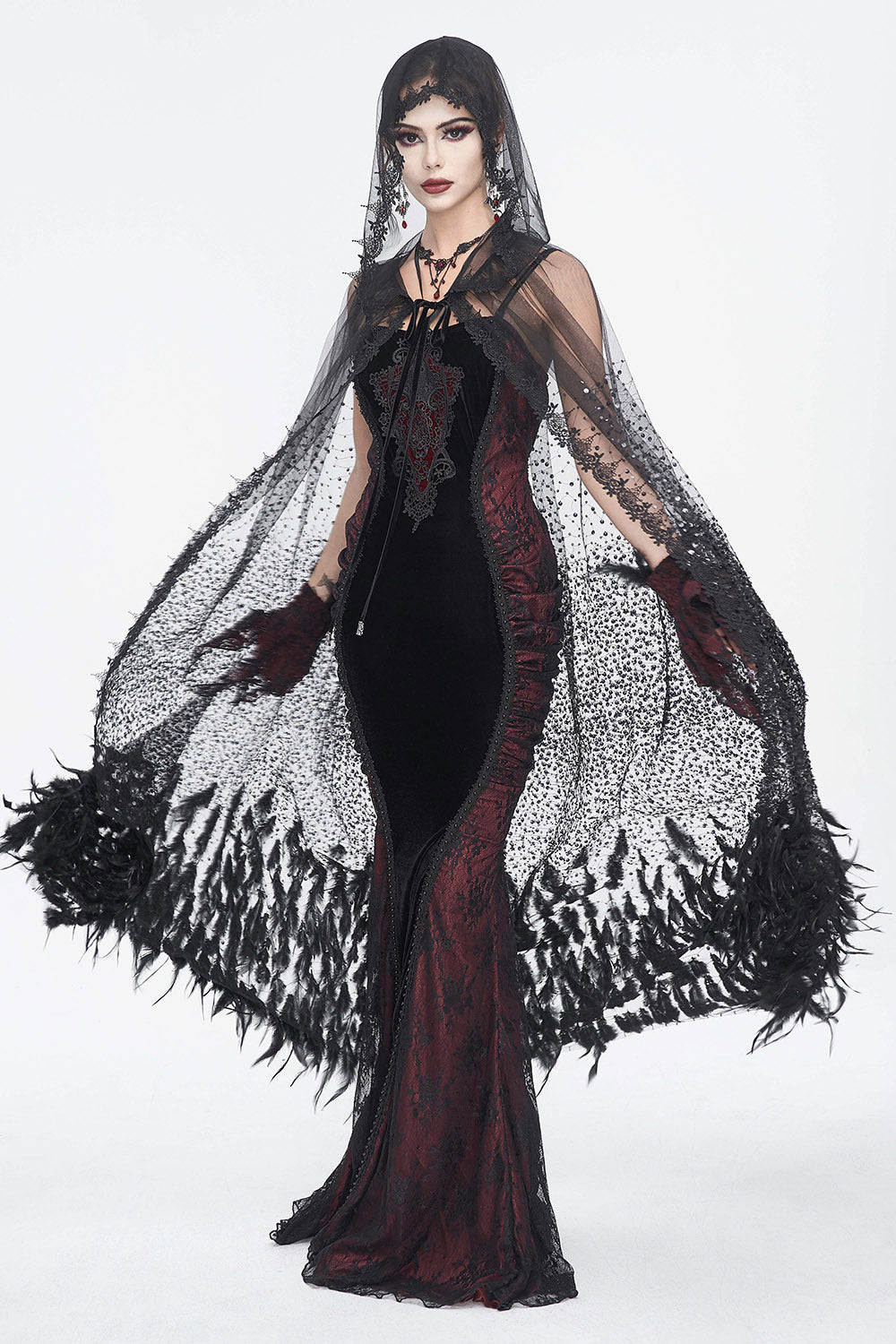 womens rhinestone gothic cape