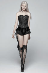 womens ruffled lace velvet bloomer shorts with attached skirt train 