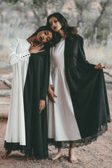 half black and white split dresses