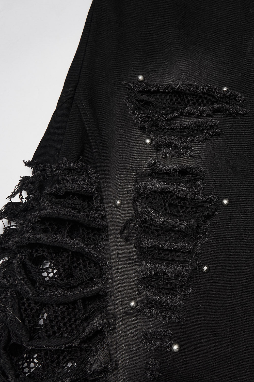 belted and studded mens distressed black baggy pants
