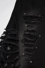 belted and studded mens distressed black baggy pants