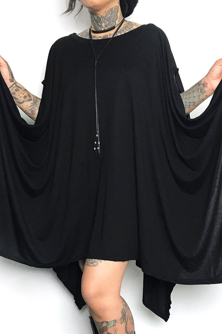 womens occult black oversized tunic dress