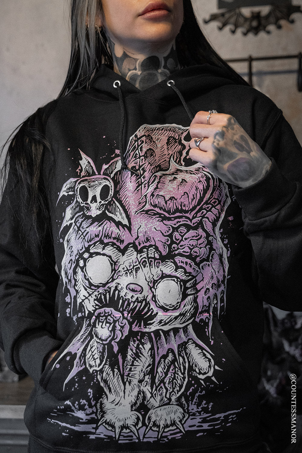 womens gothic zombie bunny hoodie