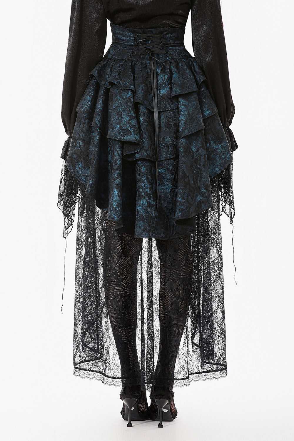 womens long ruffled corset skirt by dark in love