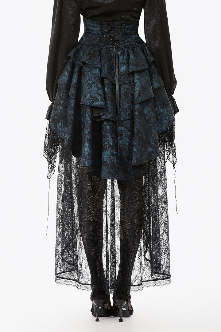 womens long ruffled corset skirt by dark in love