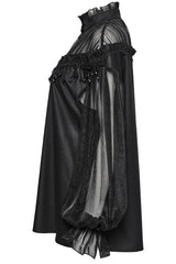 high collar sheer goth top