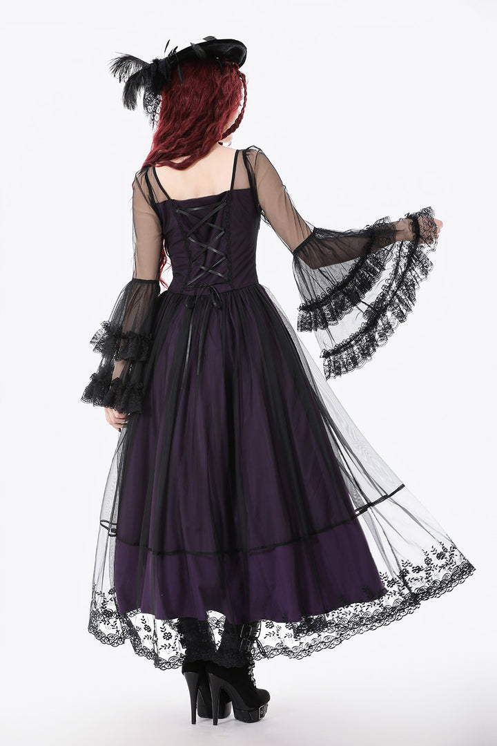 layered long lace dress