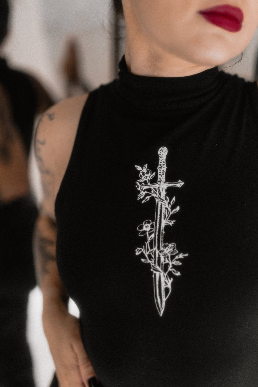 cropped goth tank top with mock neck by the pretty cult 