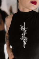 cropped goth tank top with mock neck by the pretty cult 