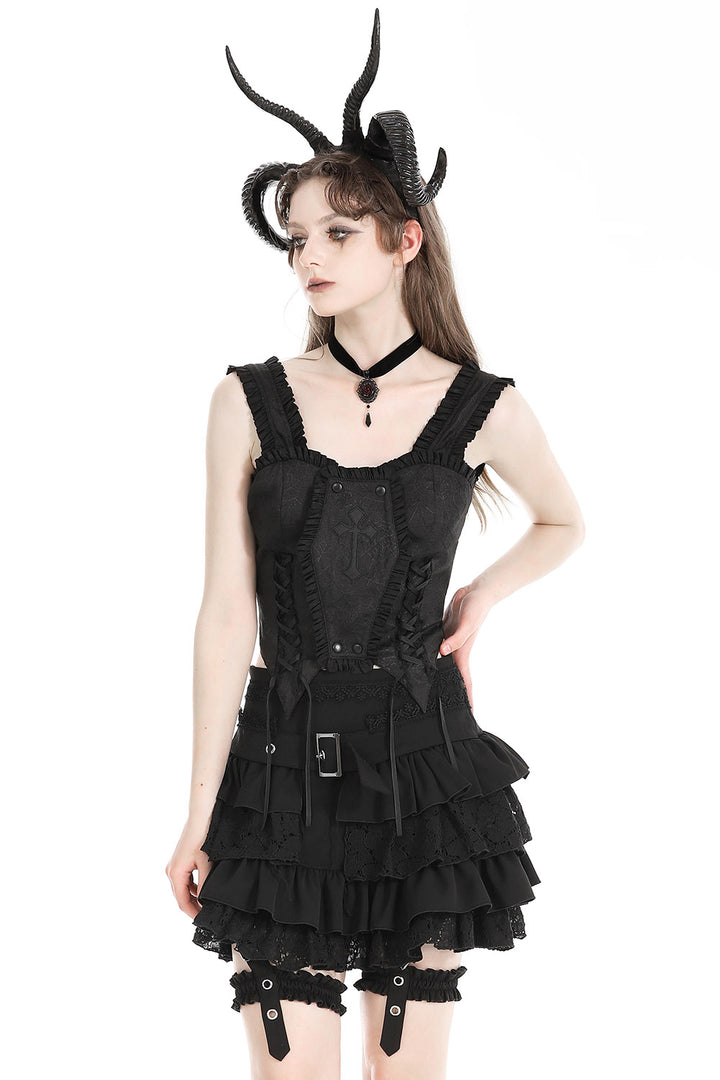 ruffled goth tank top