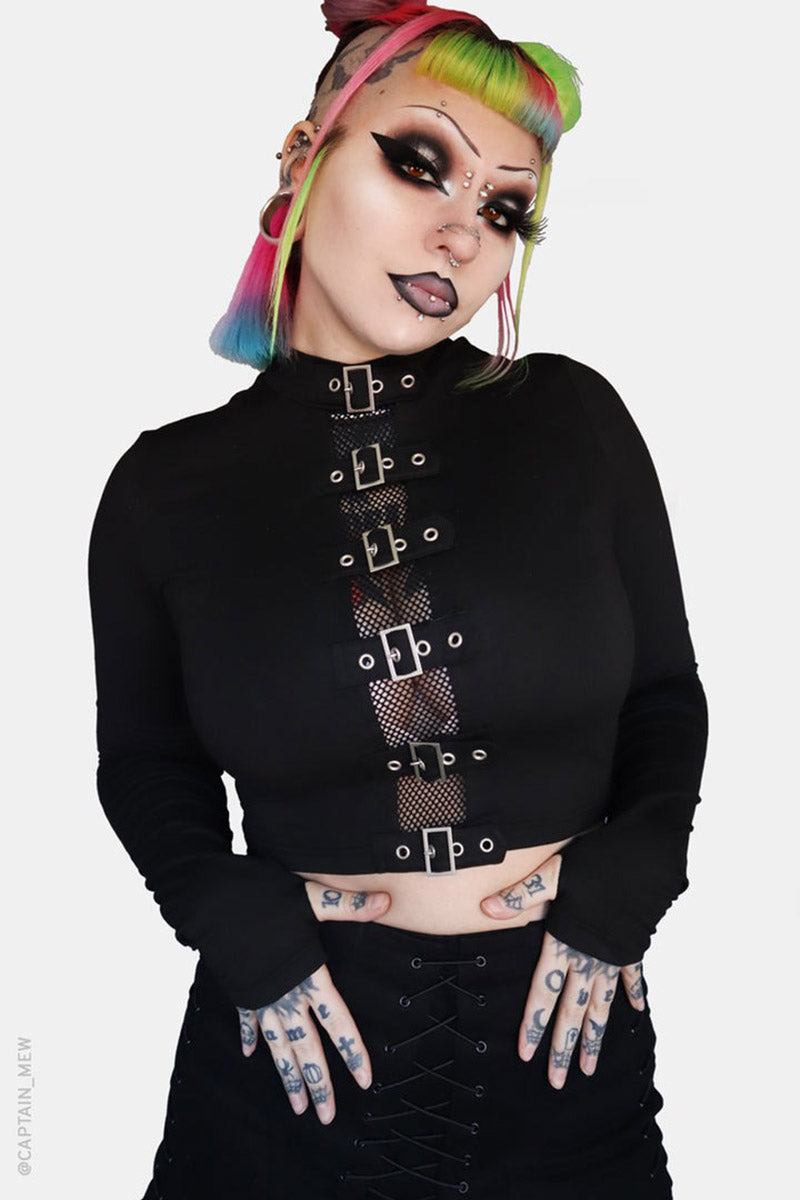 womens high collar turtleneck punk top