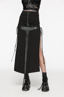 Gothic Cross High-Waisted Maxi Skirt