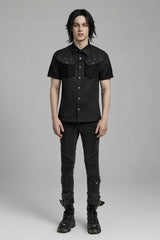 mens black gothic fishnet shirt