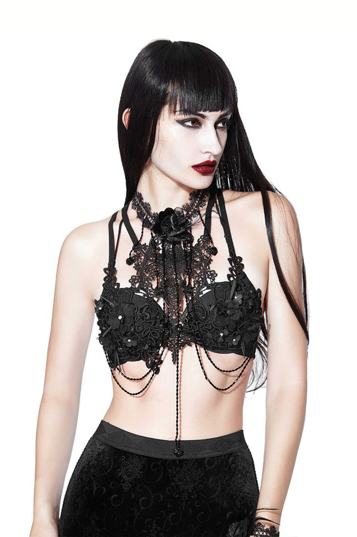 womens black lace gothic harness