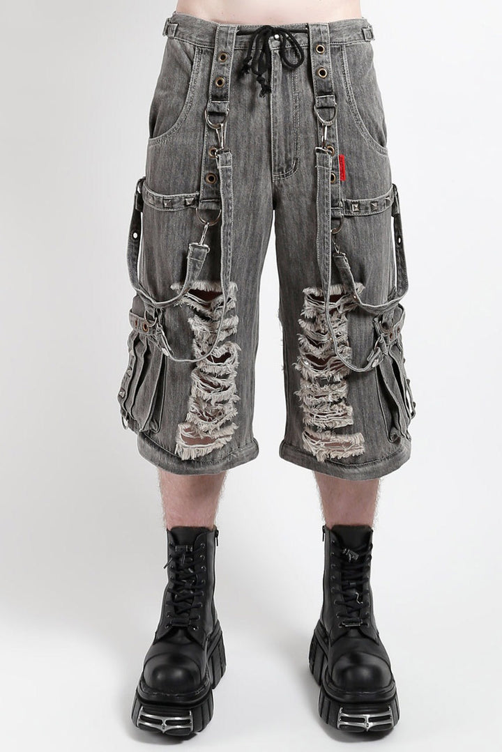 mens punk shredded shorts