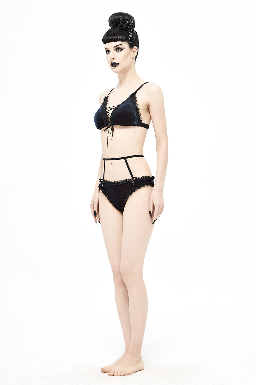 goth harness swimsuit bikini