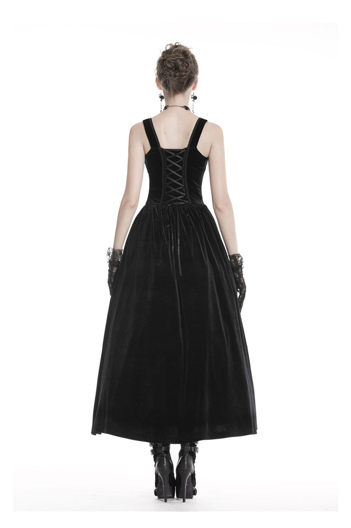 gothic black velvet vampire dress