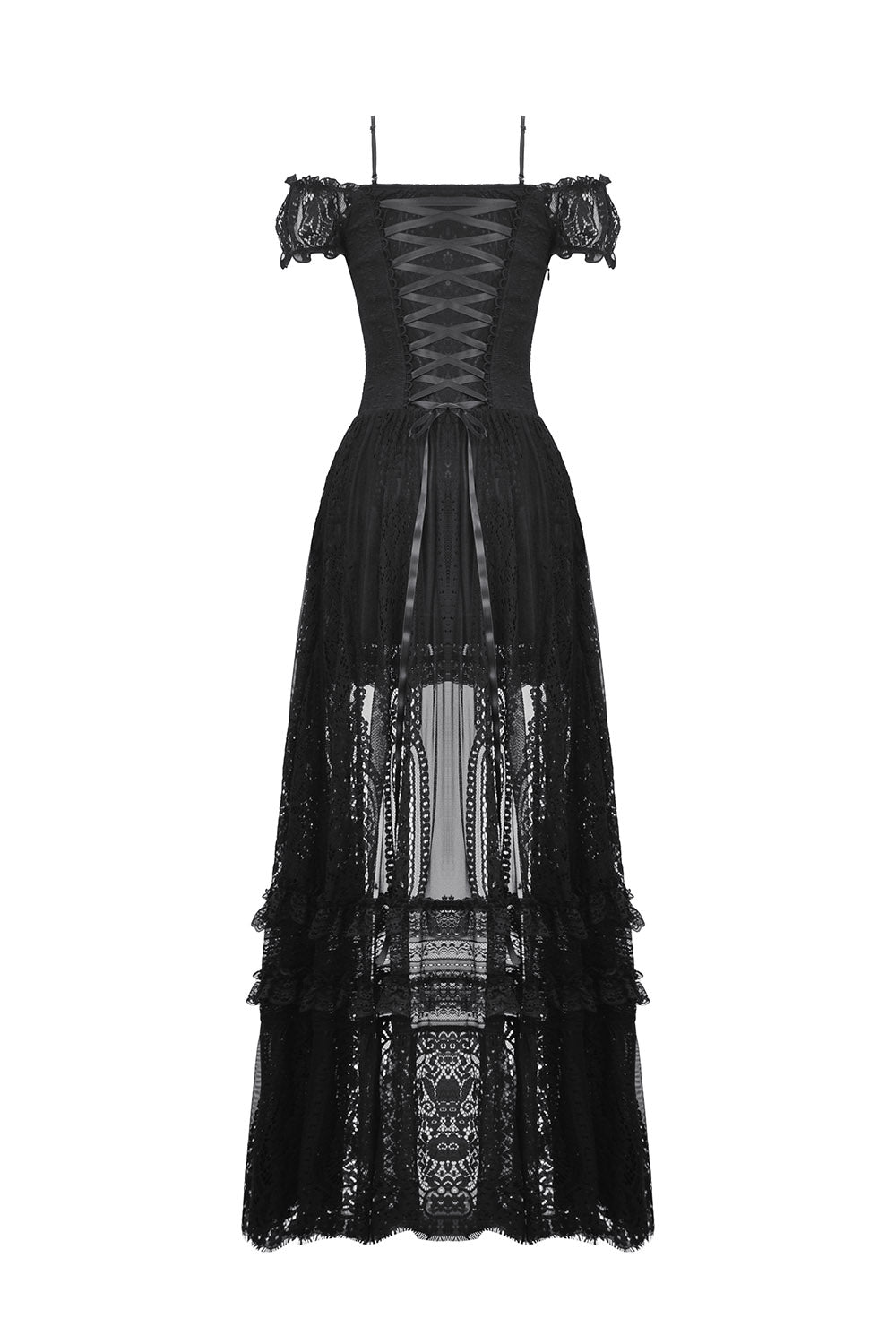 gothic long lace corset dress