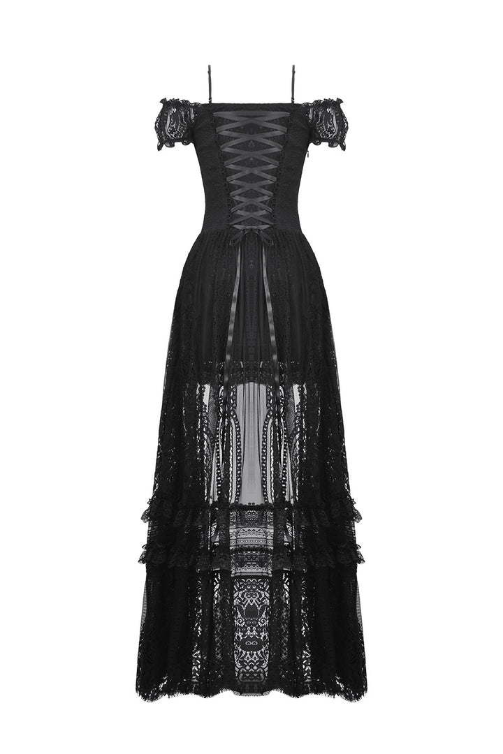 gothic long lace corset dress