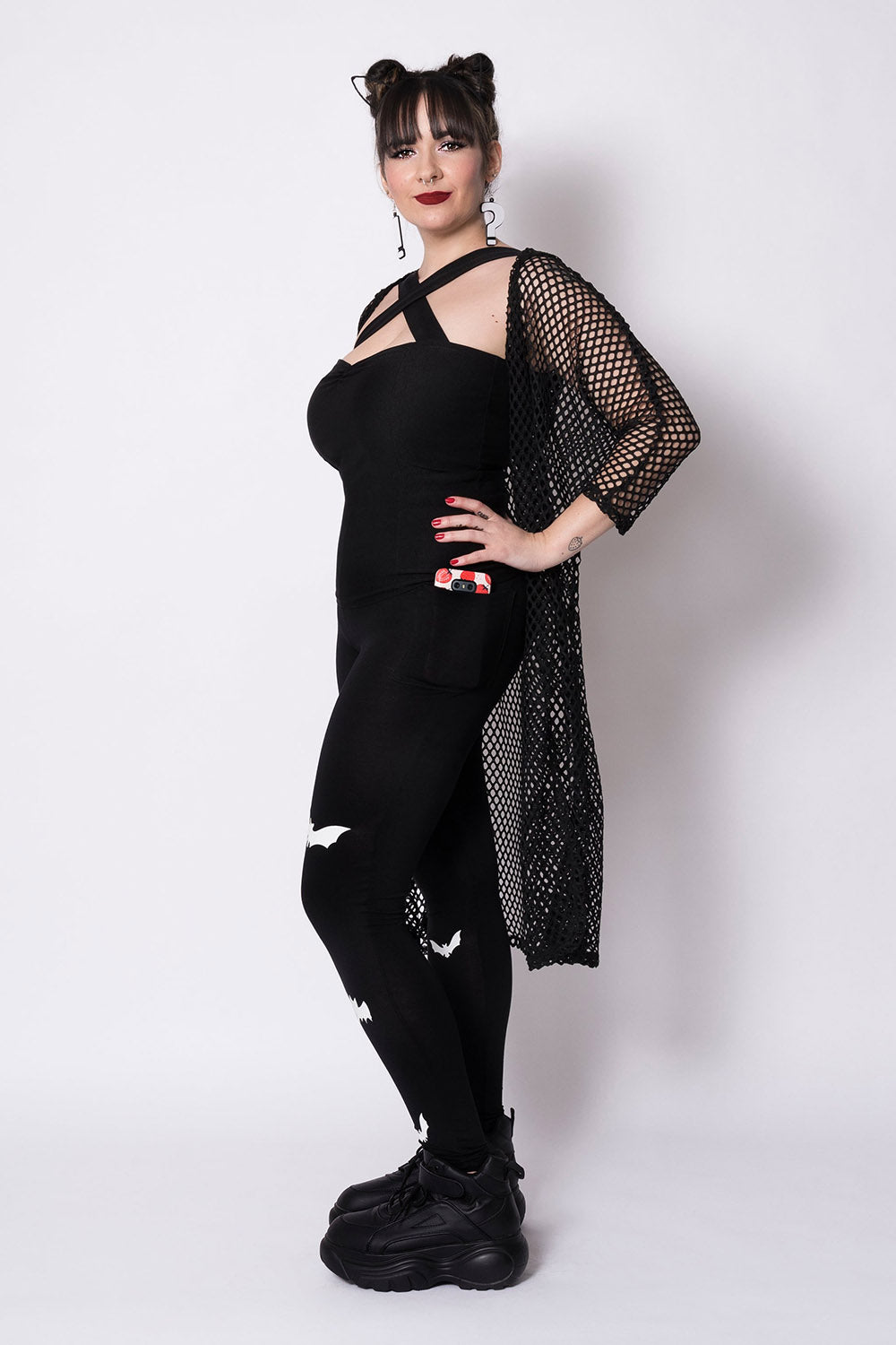 gothic bat leggings with side pockets