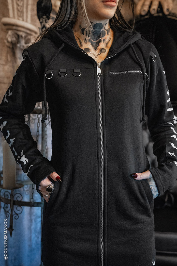 punk hoodie with thumbhole cutouts 