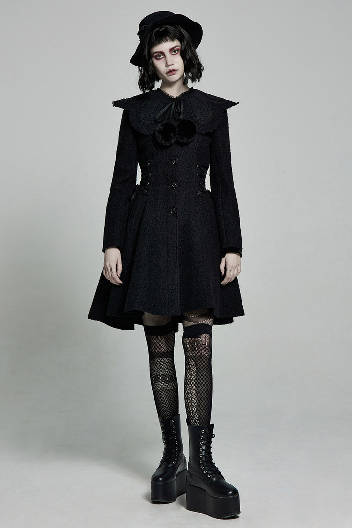 gothic lolita coat made of black vegan wool