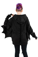womens emo corset hoodie with batwing sleeves