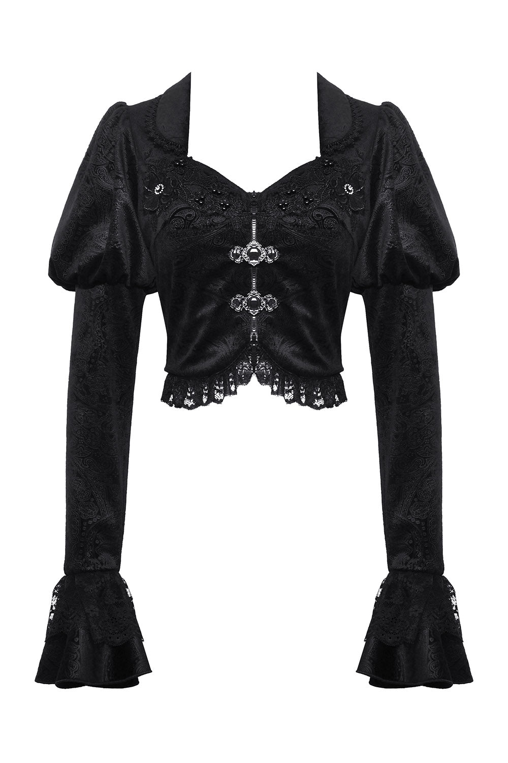 womens black high-waisted gothic jacket