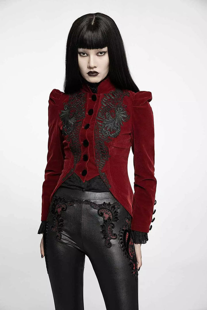 womens cropped gothic red velvet vampire goth cropped coat
