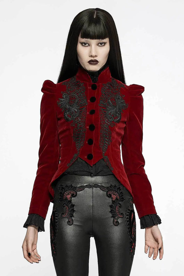 womens red velvet gothic jacket