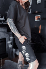 punk skull jogger shorts
