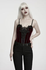 Punk Rave red velvet womens corset tank top