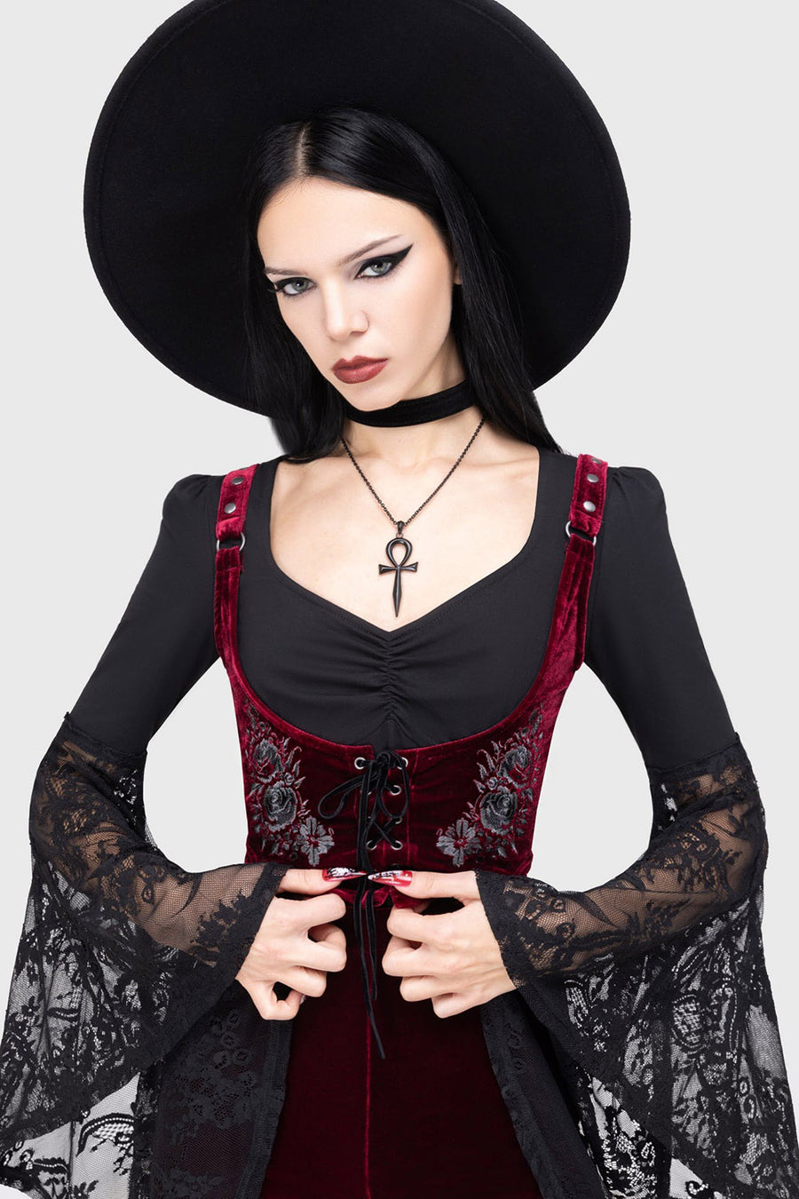 red velvet gothic corset