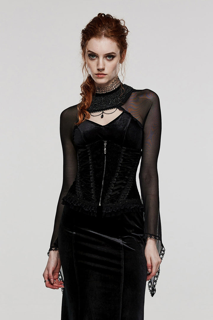 womens velvet gothic lace-up corset belt