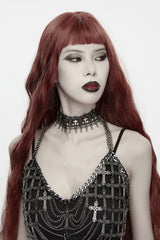 black lace choker with gothic cross detailing