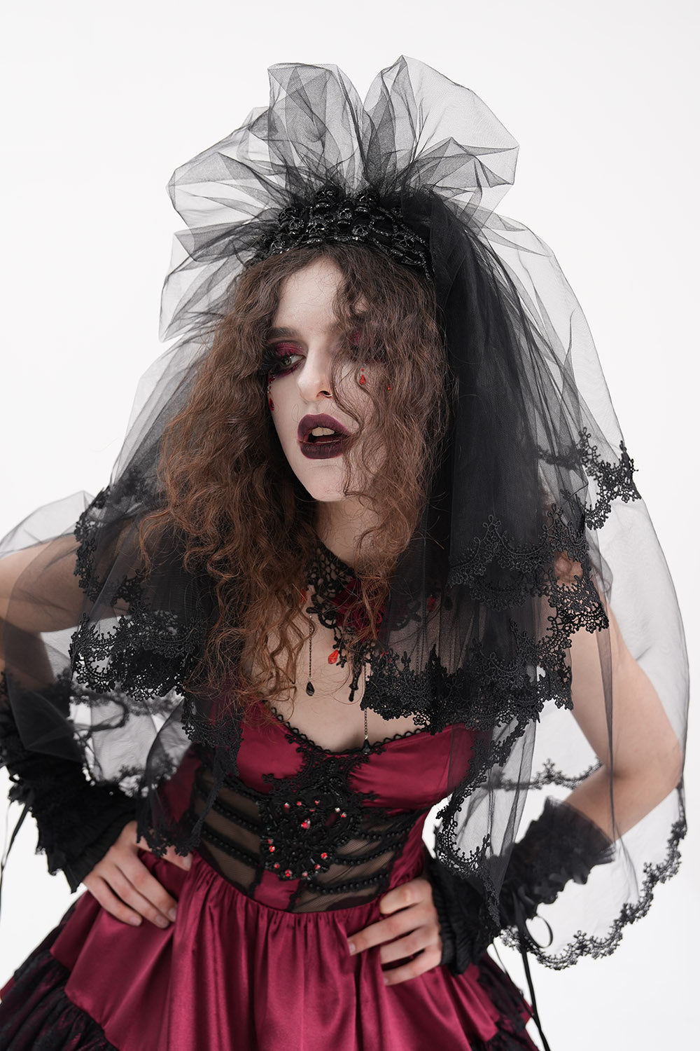 mesh tulle trad goth veil