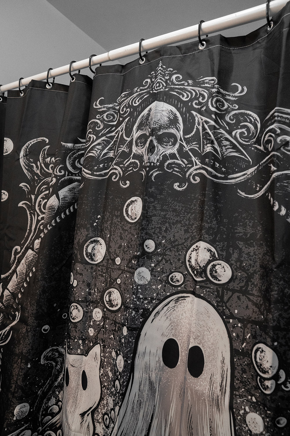 ghost goth shower curtain