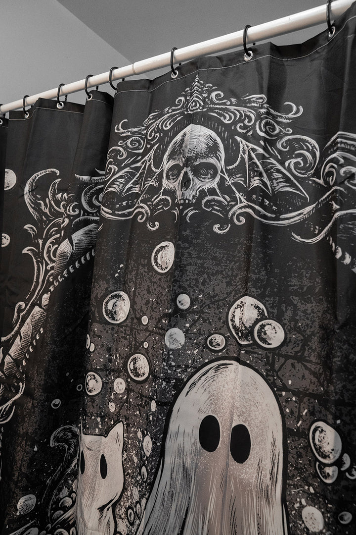 ghost goth shower curtain