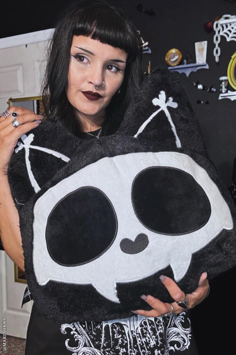 Skelekitty Throw Pillow