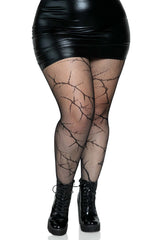 Plus Size Cracked Fishnet Tights
