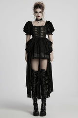 womens high low gothic layered skirt dress with flower sleeves